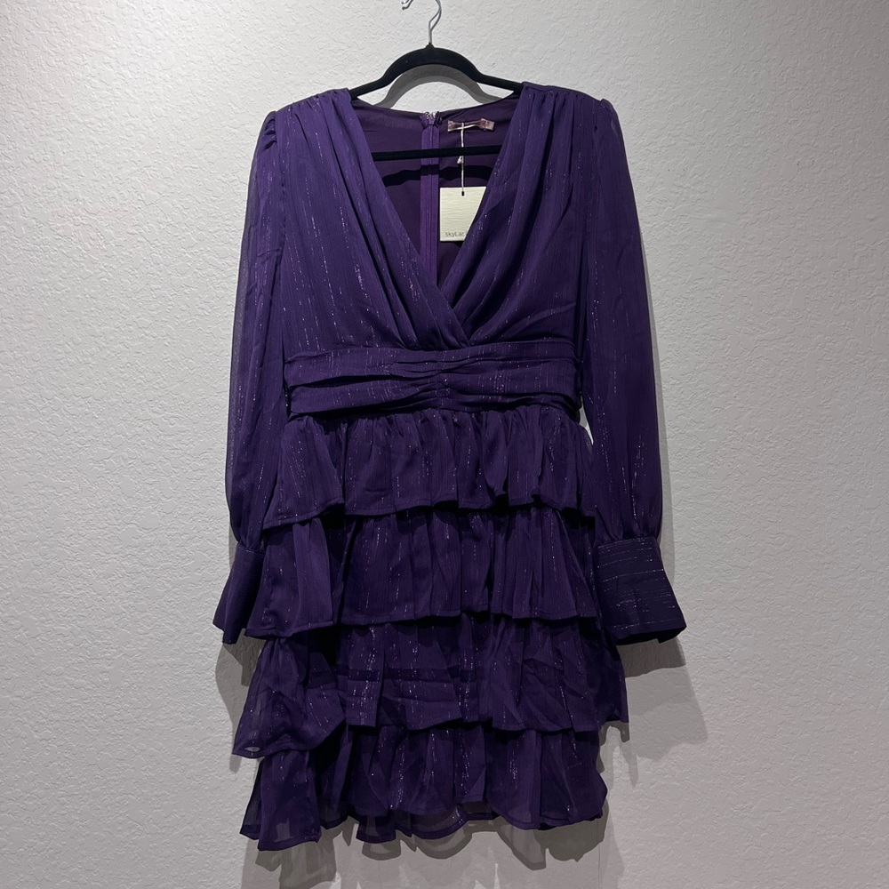 Elegant Purple Tiered Dress